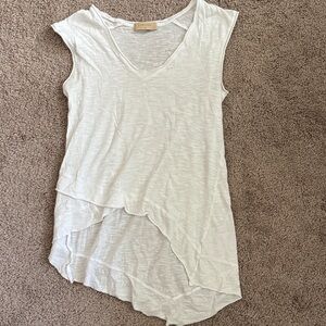 Language White Asymmetrical Muscle Tee